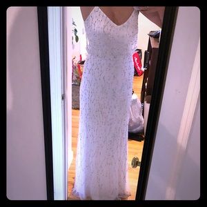 White Beaded Prom Dress
